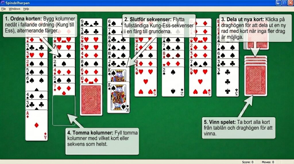 Spindelharpan Spelregler – steg for steg