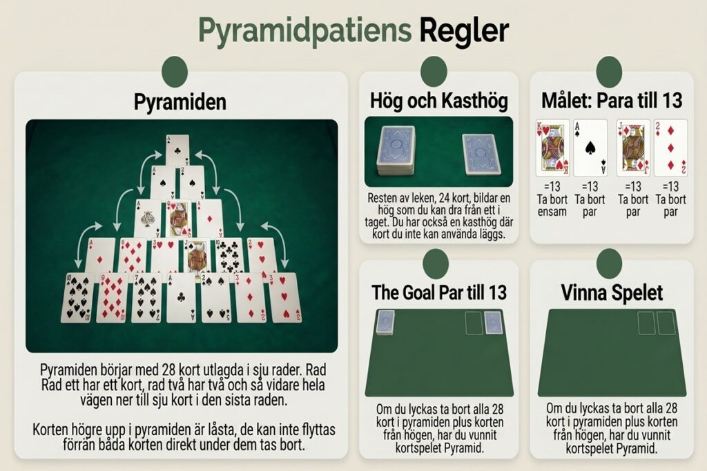 Pyramiden Patiens Spelregler – steg for steg