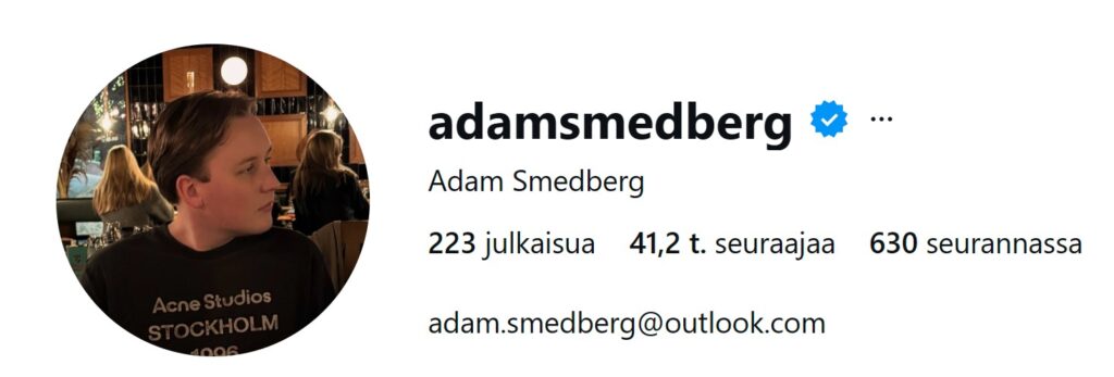 Adam Smedberg Instagram