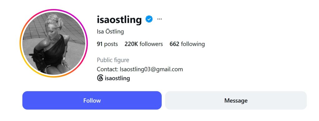 Isa Östling: ålder, längd, familj, pojkvän och tv-karriär 3 Isa Ostling Instagram