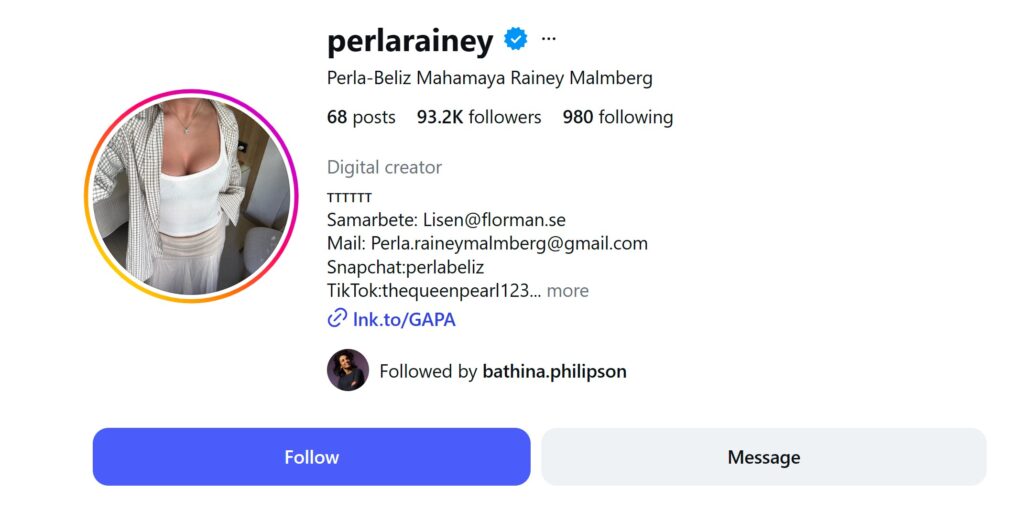Perla Malmberg: ålder, längd, föräldrar, pojkvän och allt om TikTok-stjärnan 4 Perla Malmberg Instagram