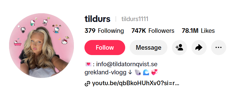 Tilda Törnqvist: ålder, pojkvän och Paradise Hotel 3 Tilda Törnqvist TikTok